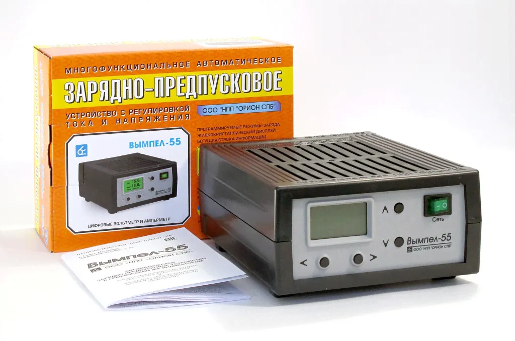 Зарядное устр. Вымпел-55 ( автомат, 0,5-15А, 0,5-18В, ЖК индикатор)